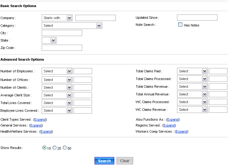 TPA Search Screen